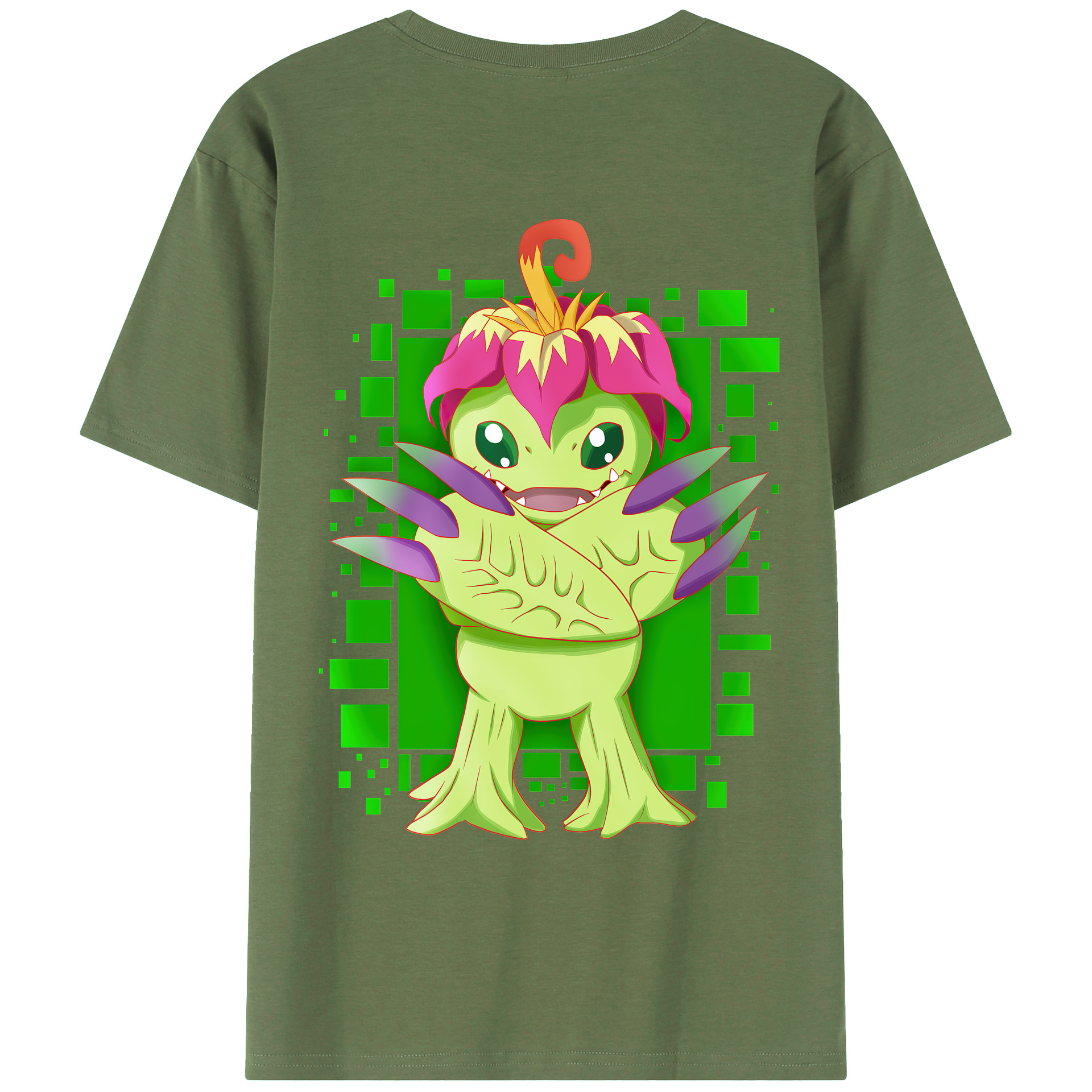 （画像用） Digimon デジタルモンスター/デジモン 綿100％ メンズ半袖Tシャツ（バックプリント） 通気性